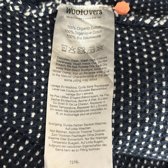 WoolOvers Organic Cotton Open Front Cardigan in Navy & Cream - Size Medium - Picture 6 of 7
